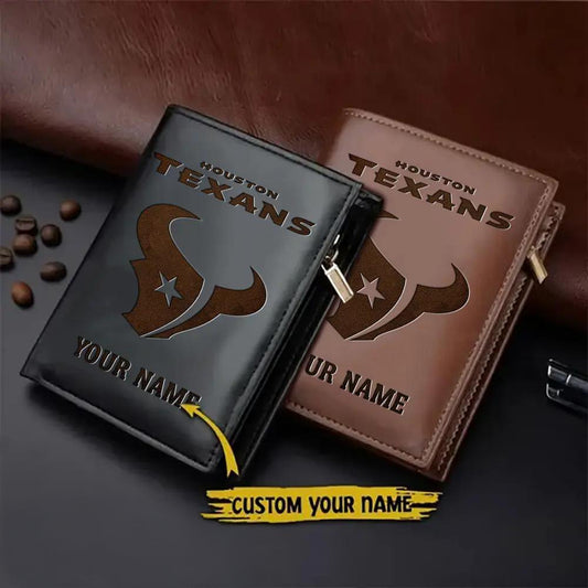 Houston Texans Men’s Slim Vertical Leather Wallet Trending 2025 AZBTSVLW000035