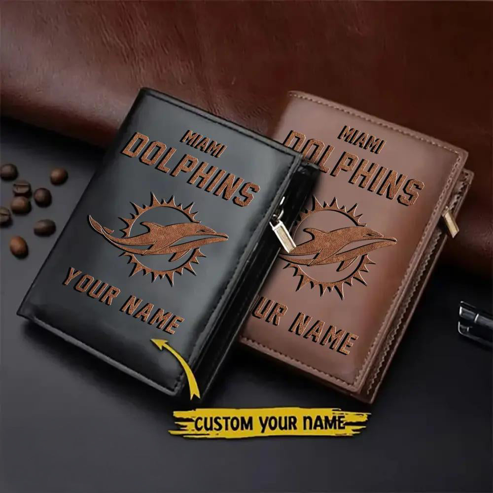 Miami Dolphins Men’s Slim Vertical Leather Wallet Trending 2025 AZBTSVLW000058