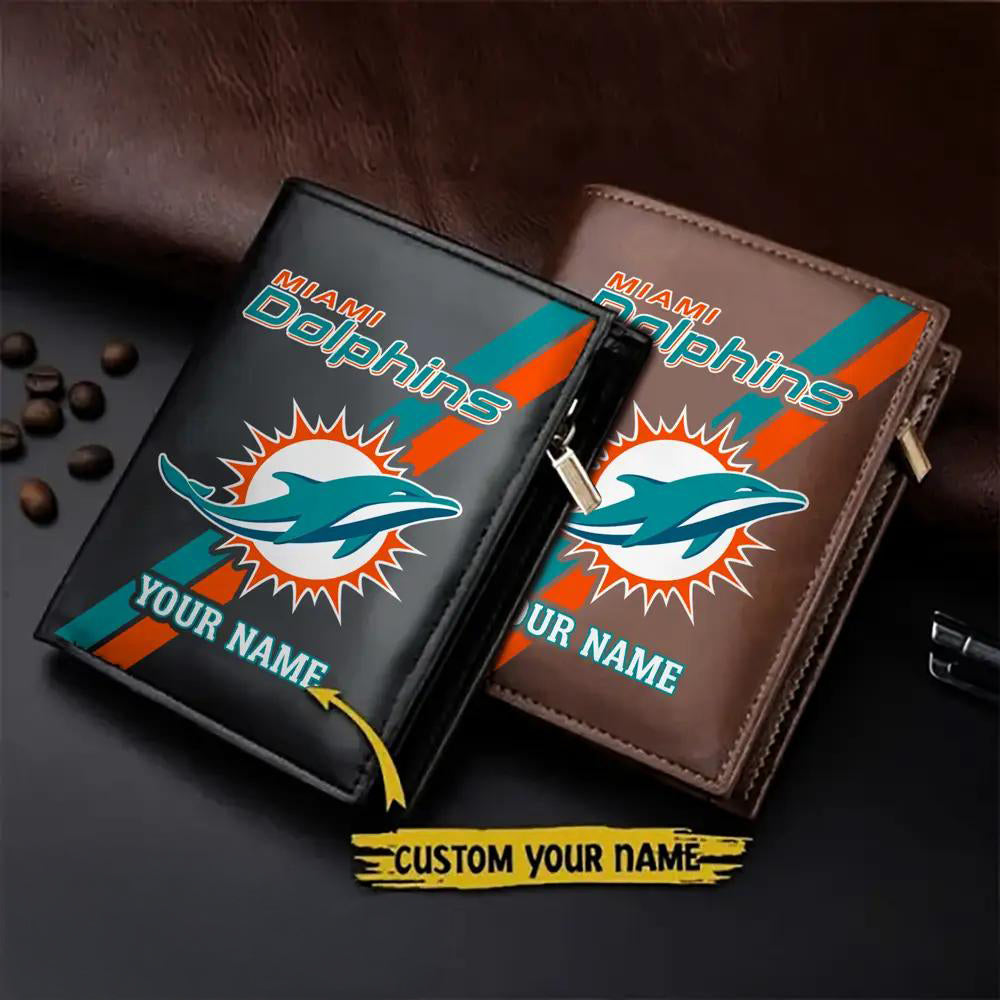 Miami Dolphins Men’s Slim Vertical Leather Wallet Trending 2025 AZBTSVLW000059