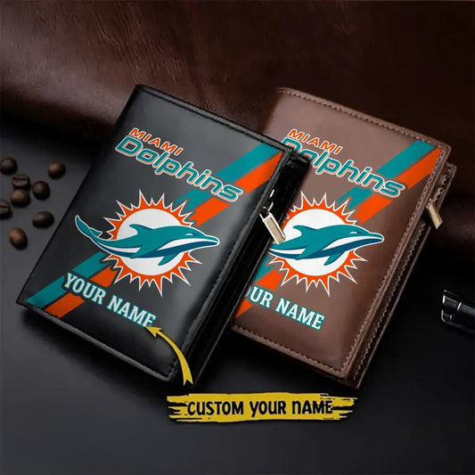 Miami Dolphins Men’s Slim Vertical Leather Wallet Trending 2025 AZBTSVLW000059