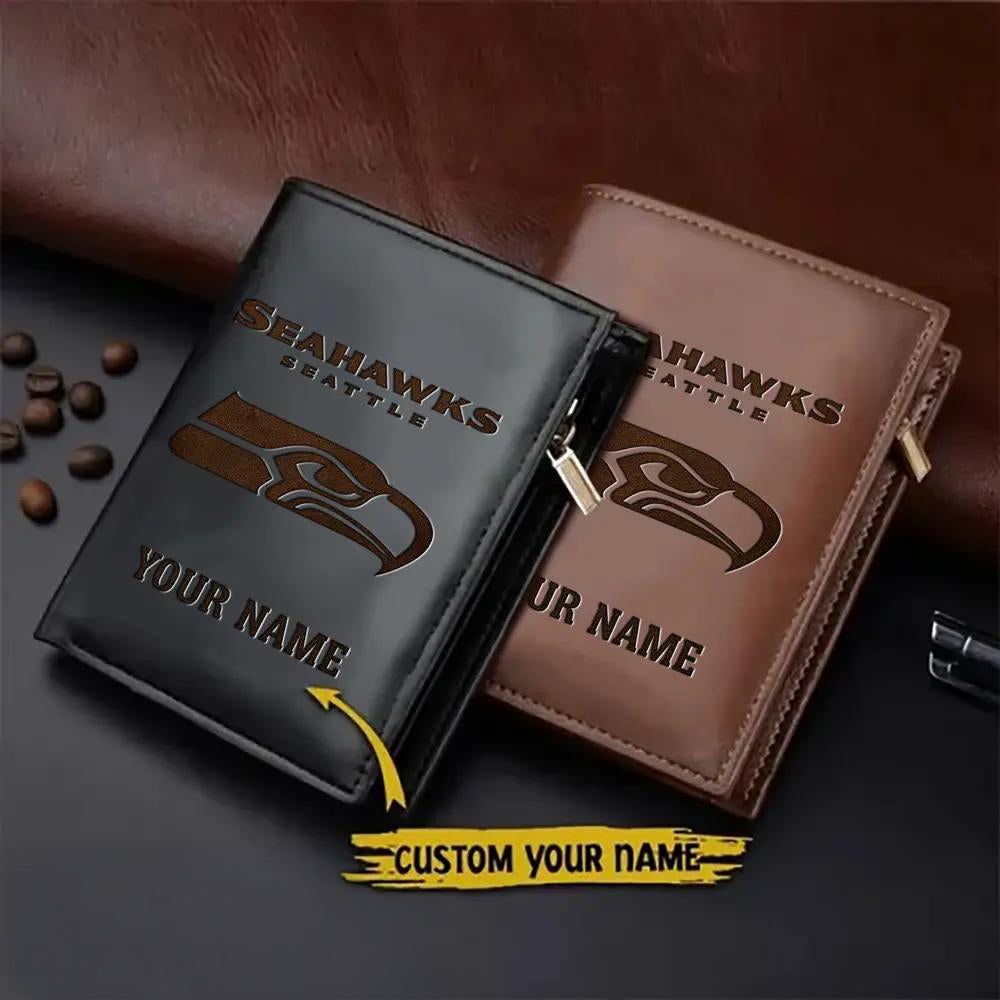 Seattle Seahawks Men’s Slim Vertical Leather Wallet Trending 2025 AZBTSVLW000070