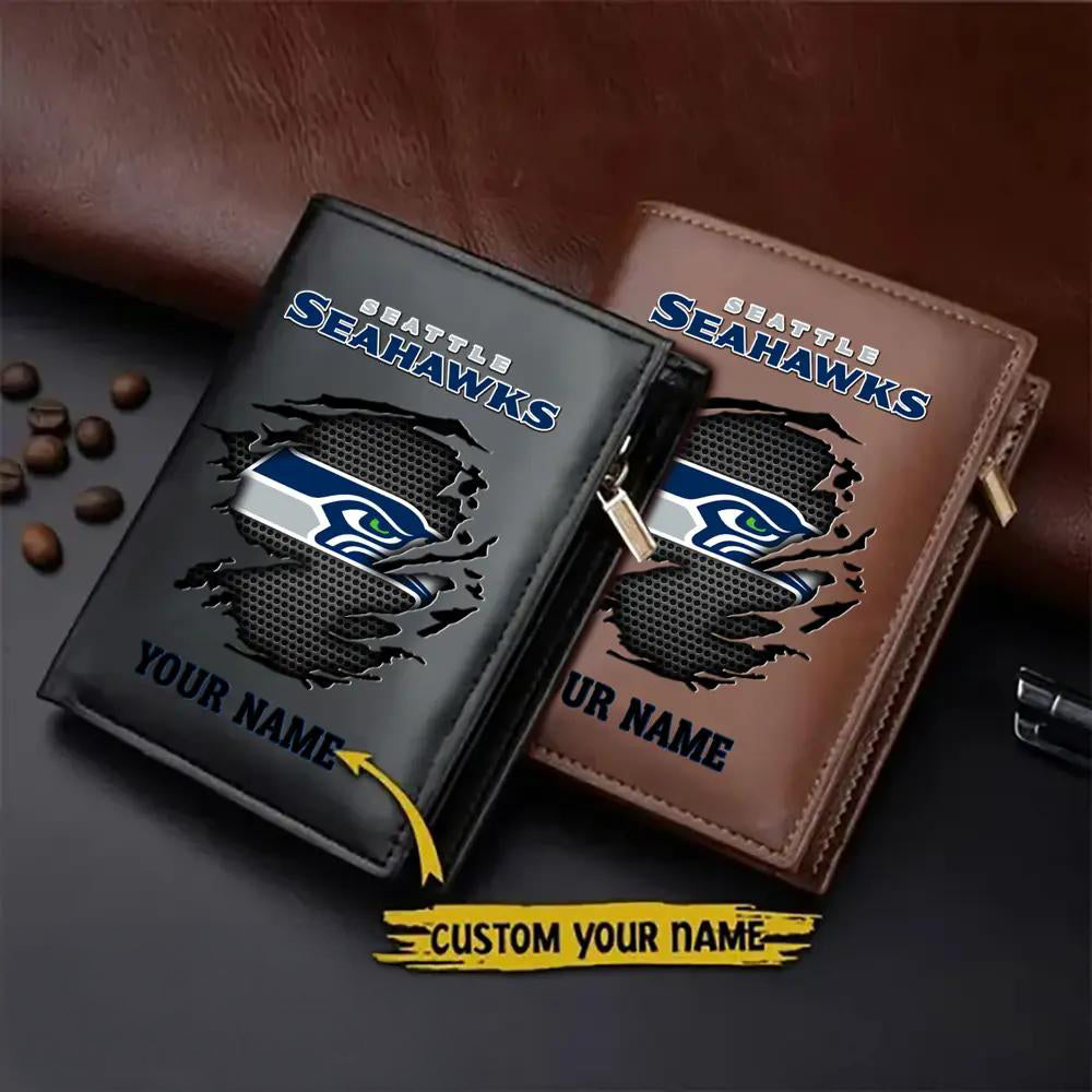 Seattle Seahawks Men’s Slim Vertical Leather Wallet Trending 2025 AZBTSVLW000077