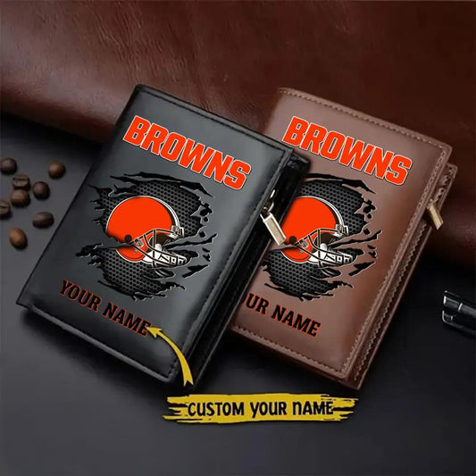 Cleveland Browns Men’s Slim Vertical Leather Wallet Trending 2025 AZBTSVLW000081