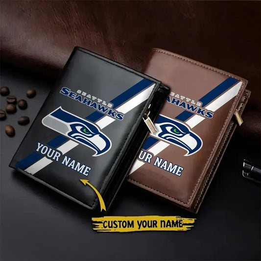 Seattle Seahawks Men’s Slim Vertical Leather Wallet Trending 2025 AZBTSVLW000088
