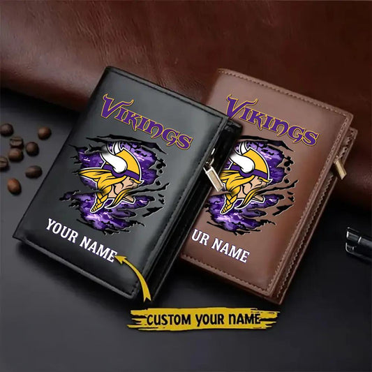 Minnesota Vikings Men’s Slim Vertical Leather Wallet Trending 2025 AZBTSVLW000100