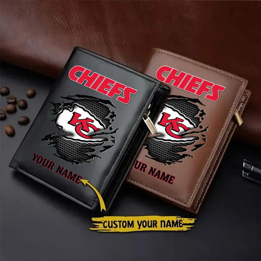 Kansas City Chiefs Men’s Slim Vertical Leather Wallet Trending 2025 AZBTSVLW000114