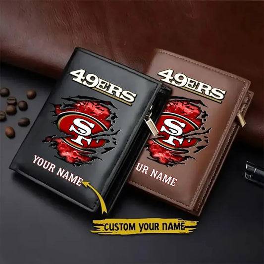San Francisco 49ers Men’s Slim Vertical Leather Wallet Trending 2025 AZBTSVLW000123