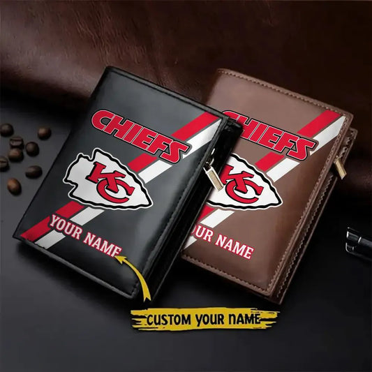 Kansas City Chiefs Men’s Slim Vertical Leather Wallet Trending 2025 AZBTSVLW000130