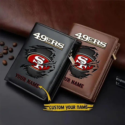 San Francisco 49ers Men’s Slim Vertical Leather Wallet Trending 2025 AZBTSVLW000140