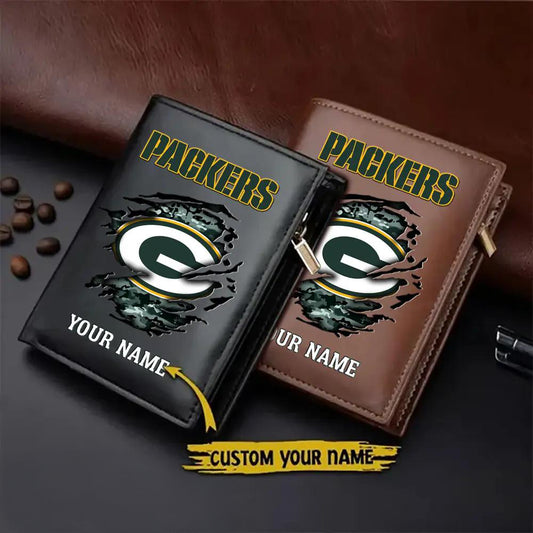 Green Bay Packers Men’s Slim Vertical Leather Wallet Trending 2025 AZBTSVLW000171