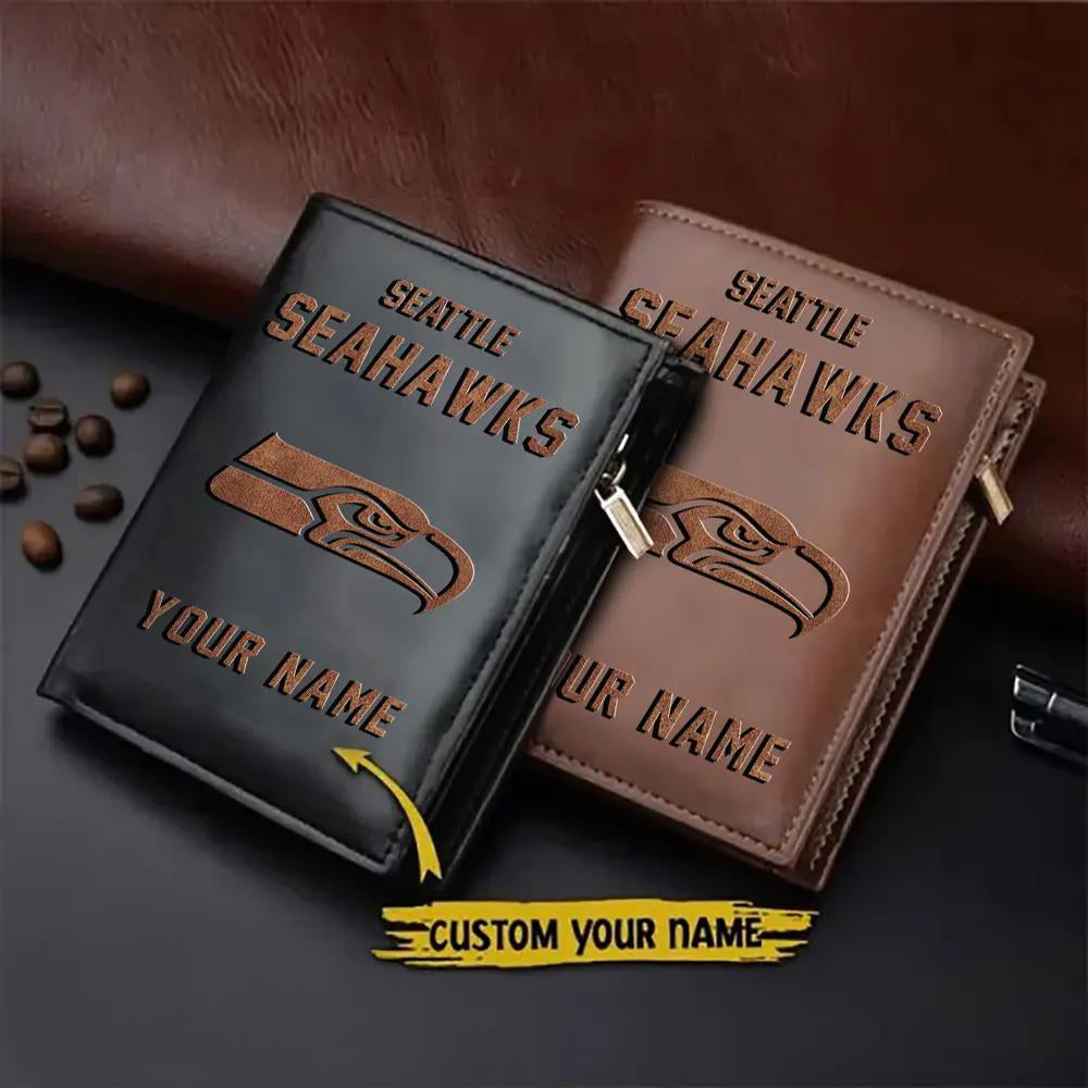 Seattle Seahawks Men’s Slim Vertical Leather Wallet Trending 2025 AZBTSVLW000176