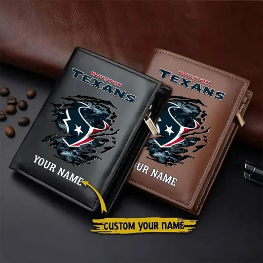 Houston Texans Men’s Slim Vertical Leather Wallet Trending 2025 AZBTSVLW000182