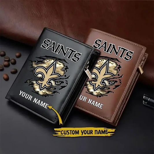 New Orleans Saints Men’s Slim Vertical Leather Wallet Trending 2025 AZBTSVLW000187
