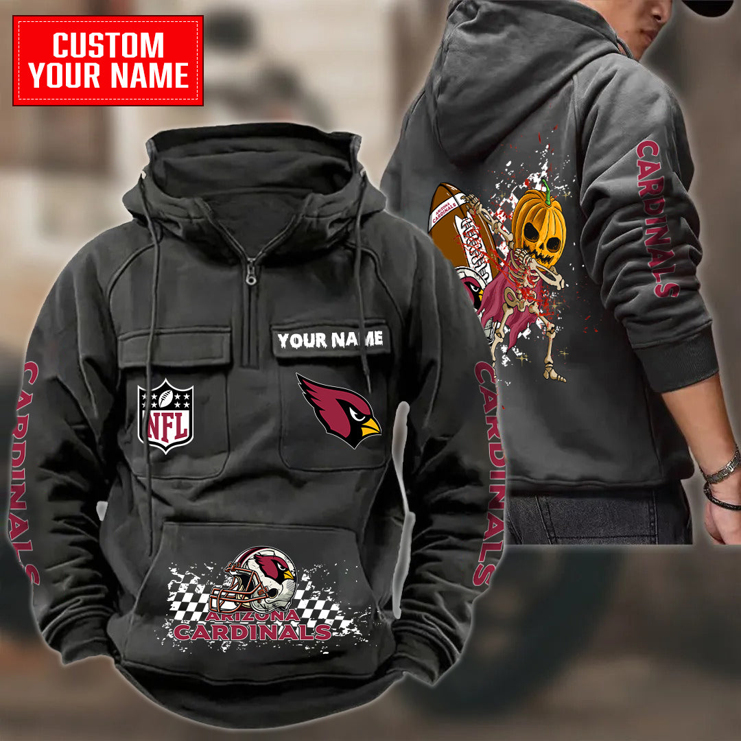 Arizona Cardinals Halloween Collection Multi-Pockets Zip Hoodie AZCAMZHD000001