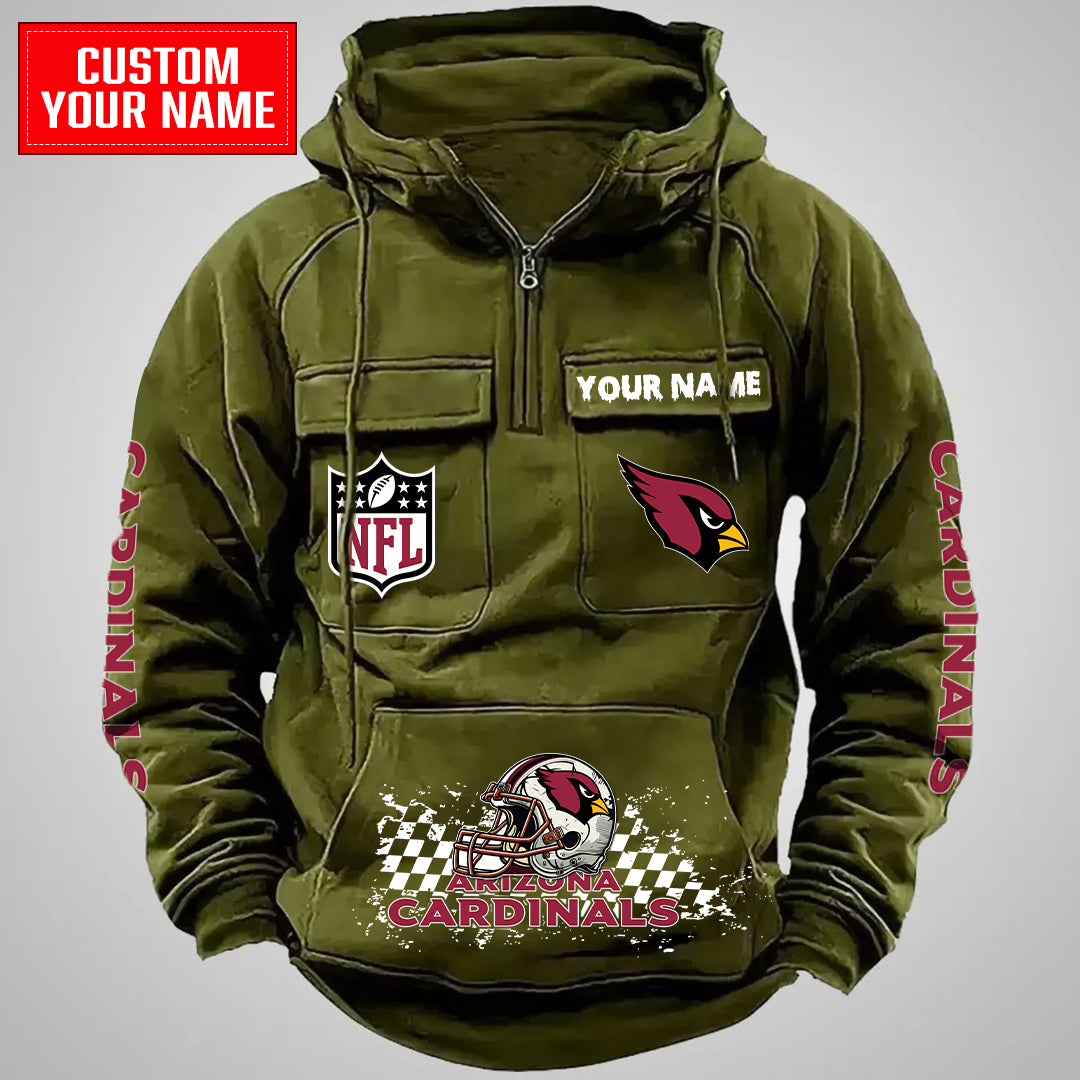 Arizona Cardinals Halloween Collection Multi-Pockets Zip Hoodie AZCAMZHD000001