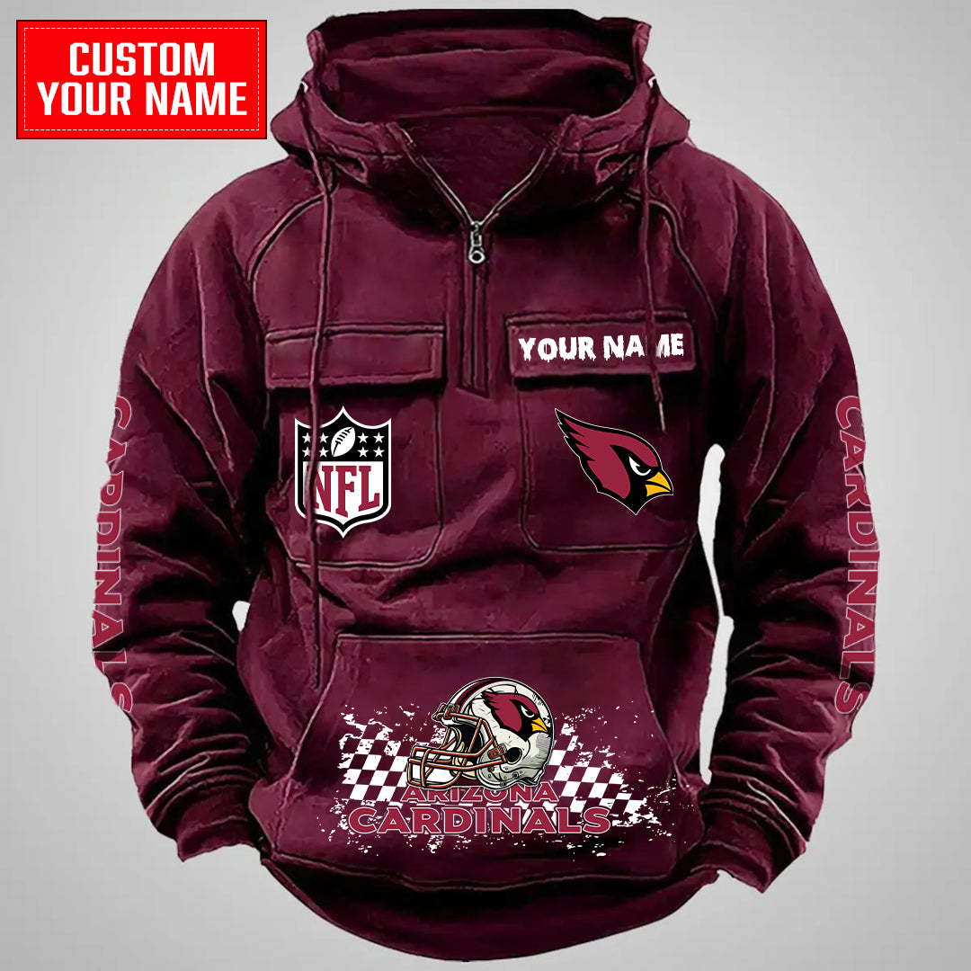 Arizona Cardinals Halloween Collection Multi-Pockets Zip Hoodie AZCAMZHD000001