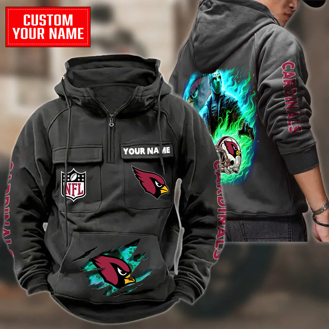 Arizona Cardinals Halloween Collection Multi-Pockets Zip Hoodie AZCAMZHD000033