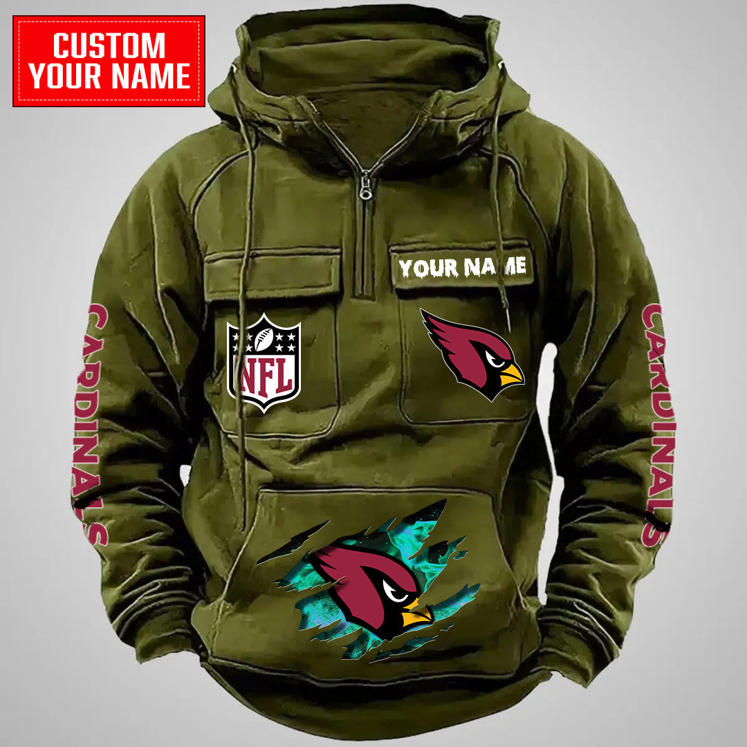 Arizona Cardinals Halloween Collection Multi-Pockets Zip Hoodie AZCAMZHD000033