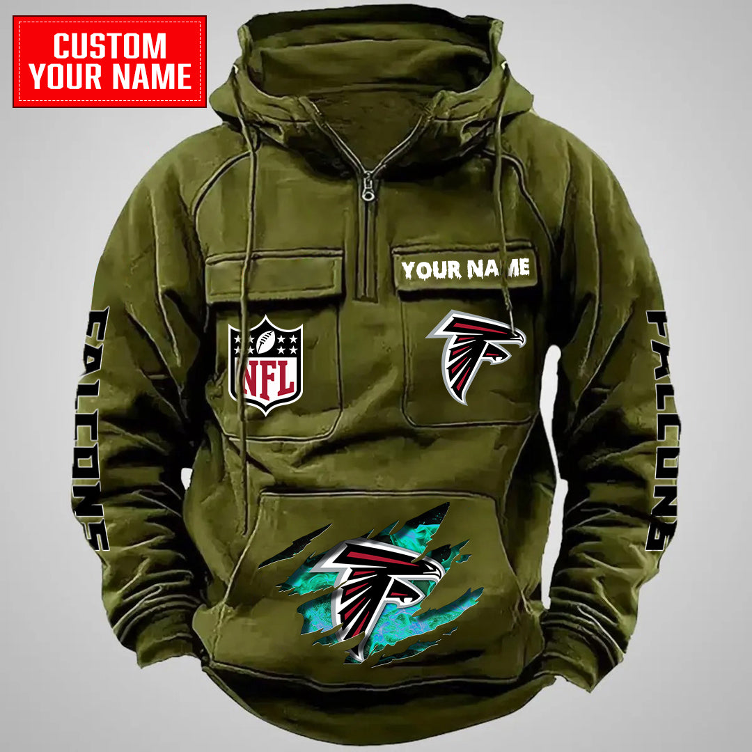 Atlanta Falcons Halloween Collection Multi-Pockets Zip Hoodie AZCAMZHD000034
