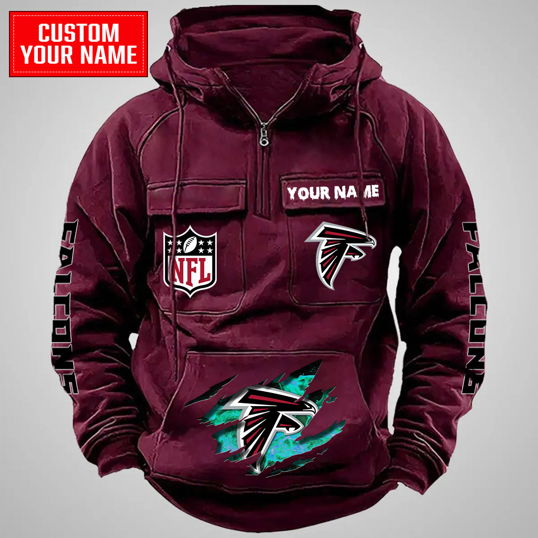 Atlanta Falcons Halloween Collection Multi-Pockets Zip Hoodie AZCAMZHD000034