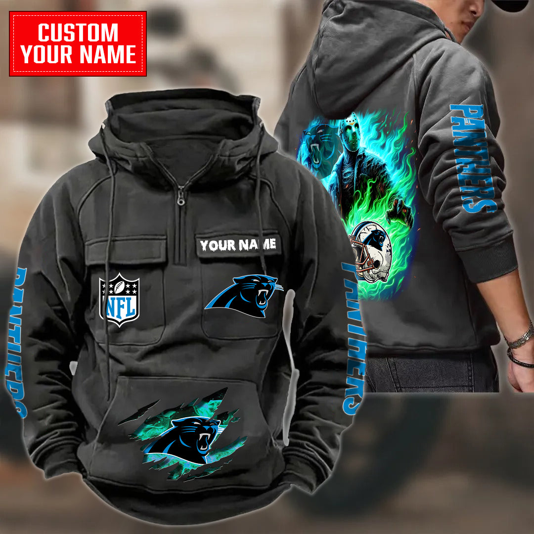 Carolina Panthers Halloween Collection Multi-Pockets Zip Hoodie AZCAMZHD000035