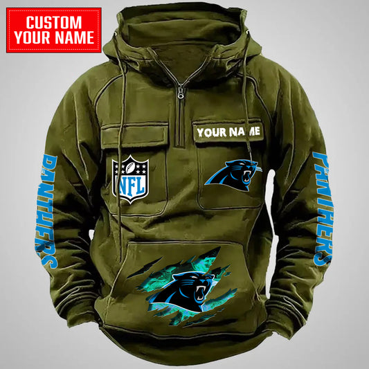 Carolina Panthers Halloween Collection Multi-Pockets Zip Hoodie AZCAMZHD000035