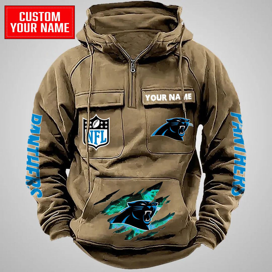 Carolina Panthers Halloween Collection Multi-Pockets Zip Hoodie AZCAMZHD000035