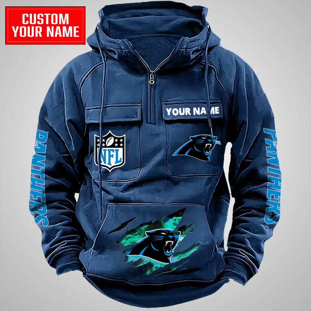 Carolina Panthers Halloween Collection Multi-Pockets Zip Hoodie AZCAMZHD000035