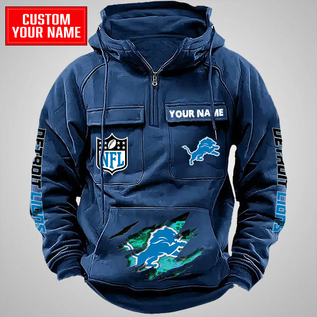Detroit Lions Halloween Collection Multi-Pockets Zip Hoodie AZCAMZHD000038