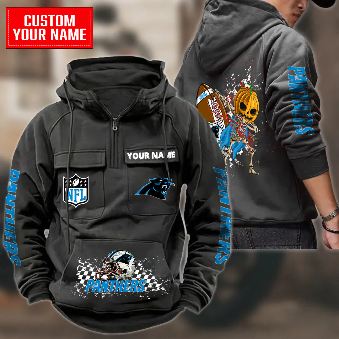 Carolina Panthers Halloween Collection Multi-Pockets Zip Hoodie AZCAMZHD000003