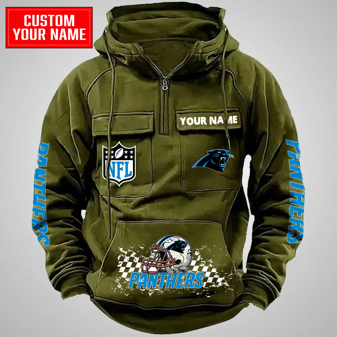 Carolina Panthers Halloween Collection Multi-Pockets Zip Hoodie AZCAMZHD000003