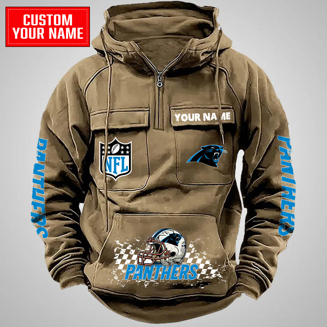 Carolina Panthers Halloween Collection Multi-Pockets Zip Hoodie AZCAMZHD000003