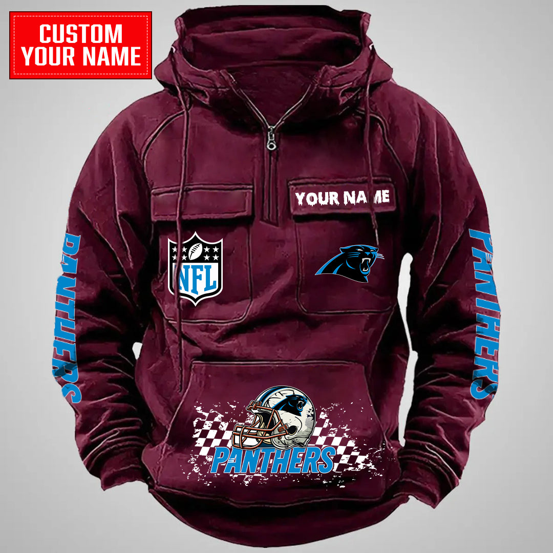 Carolina Panthers Halloween Collection Multi-Pockets Zip Hoodie AZCAMZHD000003