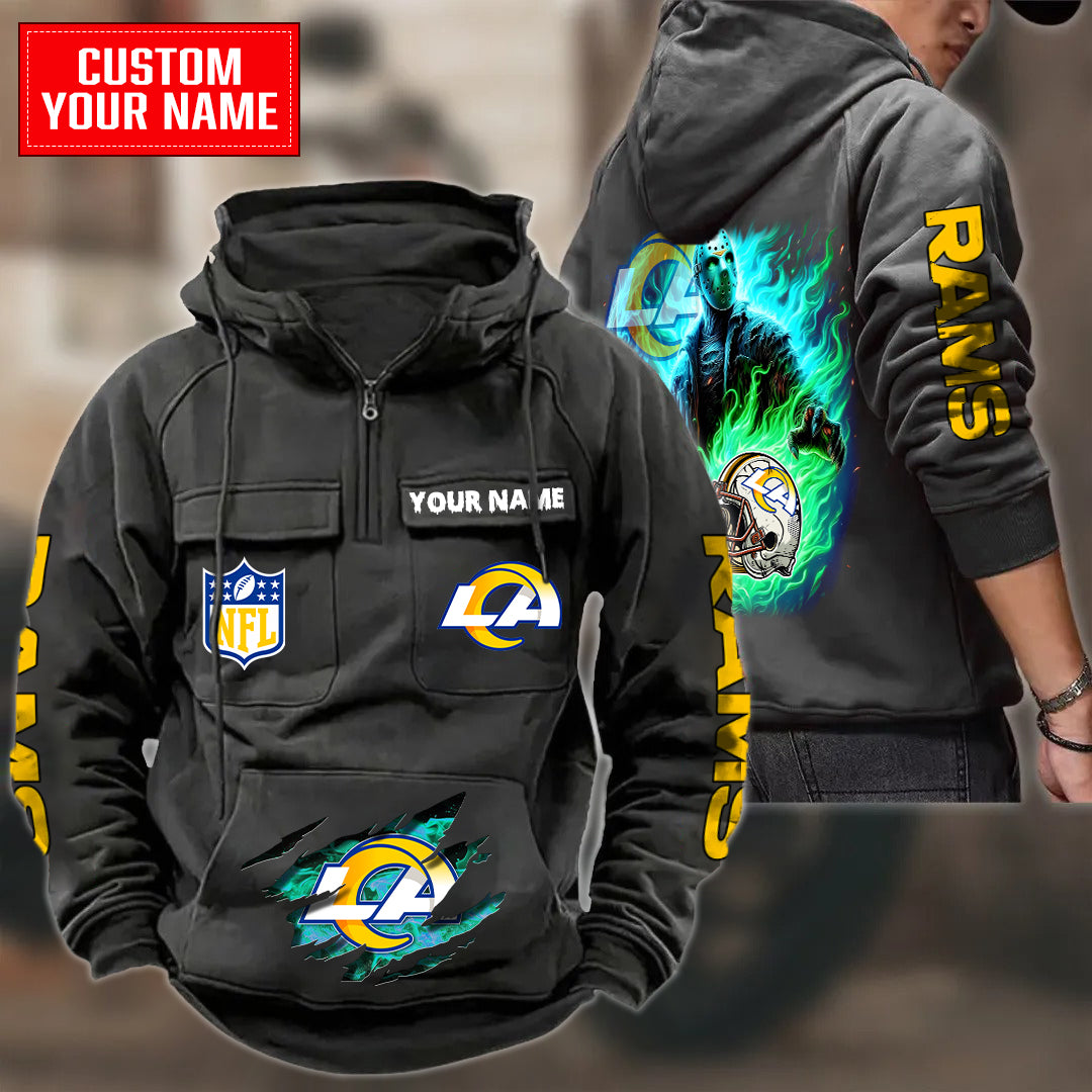 Los Angeles Rams Halloween Collection Multi-Pockets Zip Hoodie AZCAMZHD000040