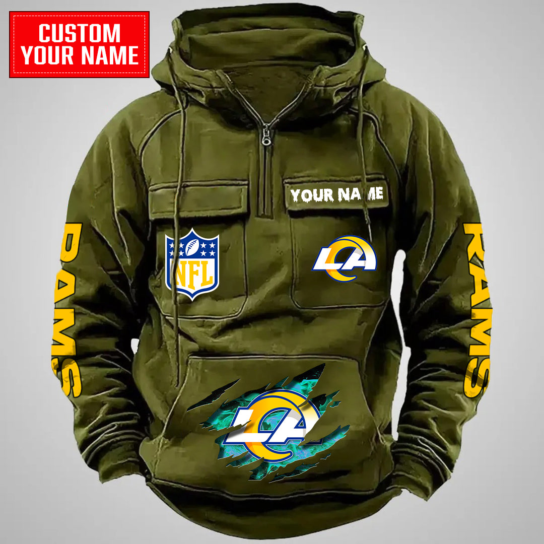 Los Angeles Rams Halloween Collection Multi-Pockets Zip Hoodie AZCAMZHD000040