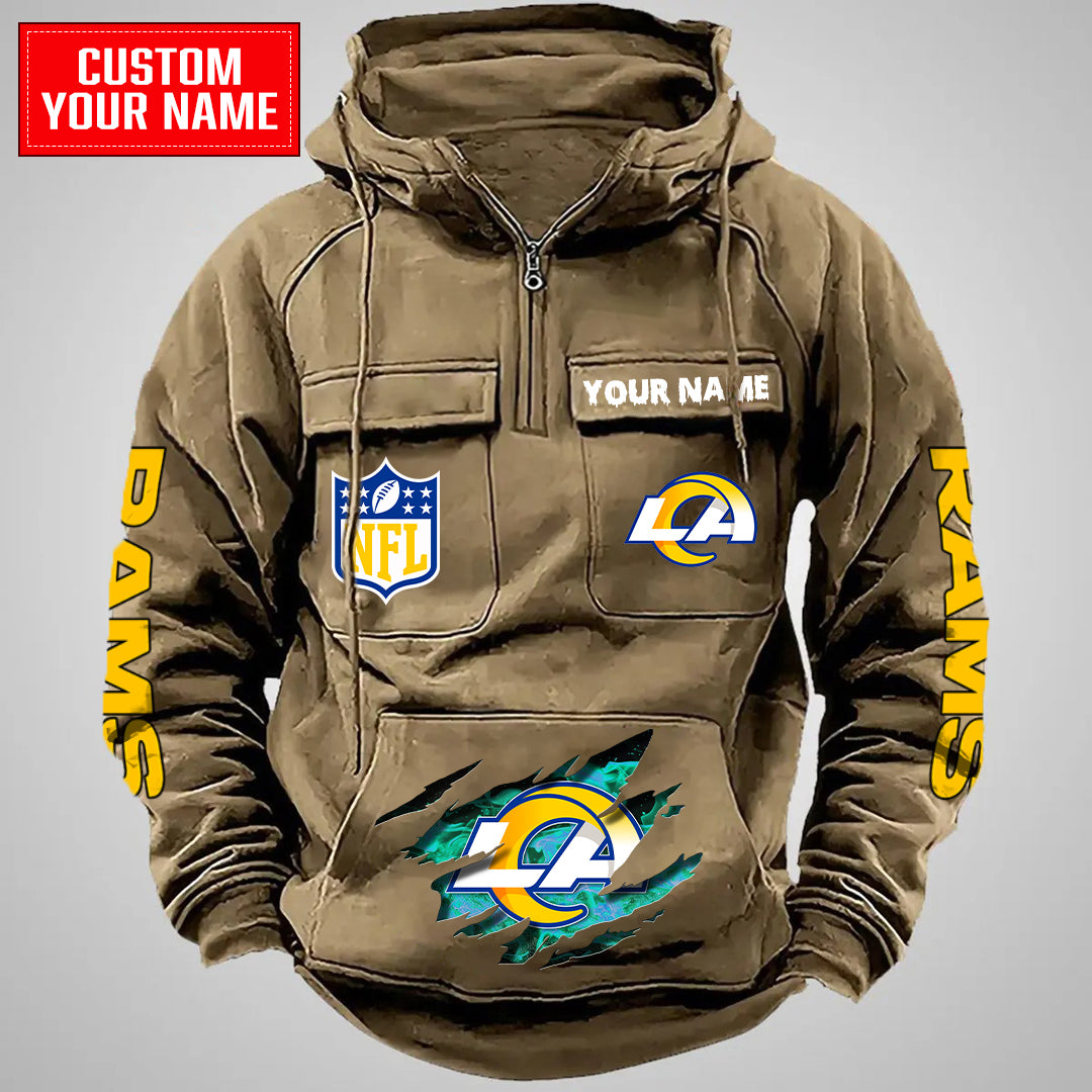 Los Angeles Rams Halloween Collection Multi-Pockets Zip Hoodie AZCAMZHD000040
