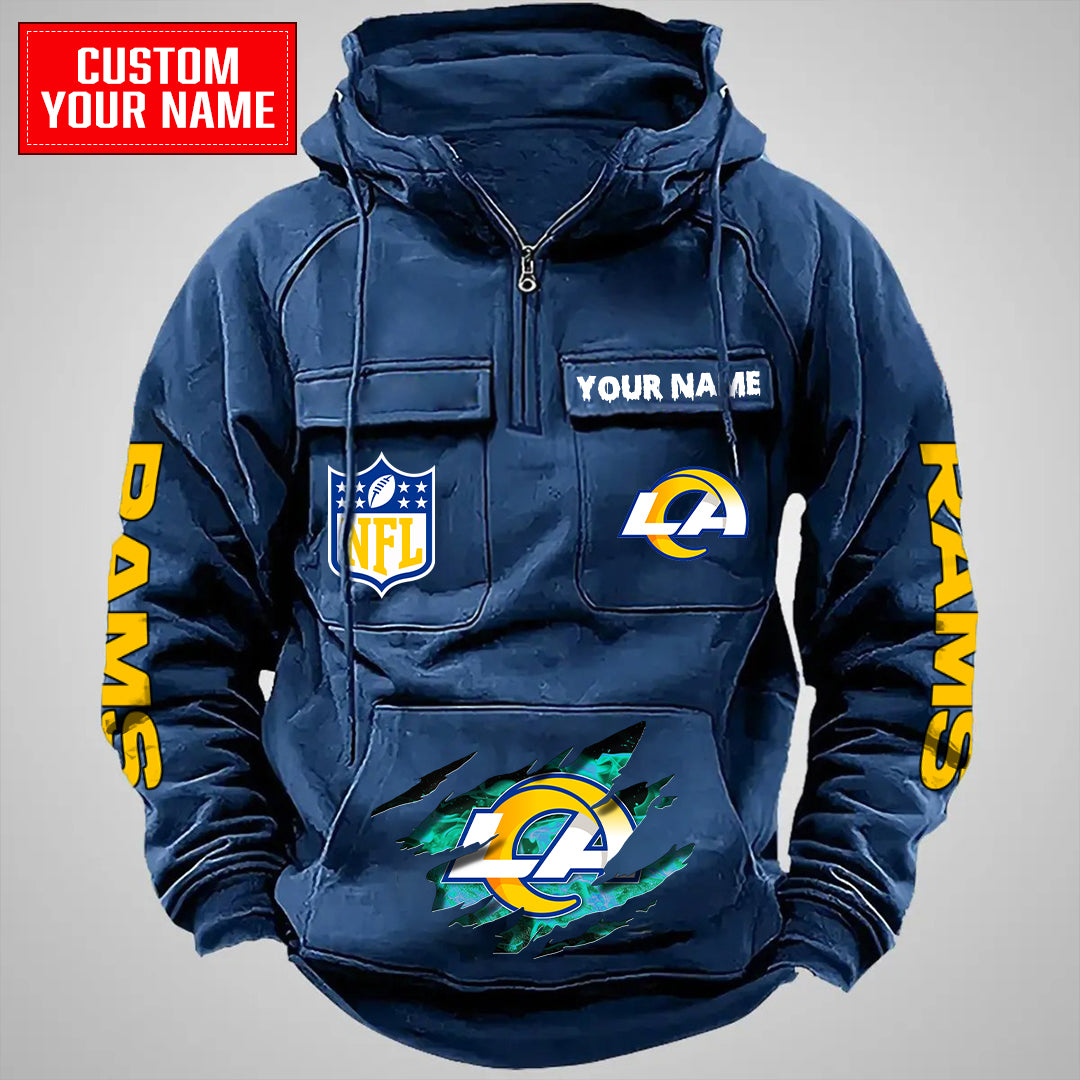 Los Angeles Rams Halloween Collection Multi-Pockets Zip Hoodie AZCAMZHD000040