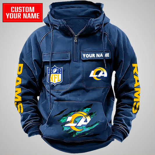 Los Angeles Rams Halloween Collection Multi-Pockets Zip Hoodie AZCAMZHD000040