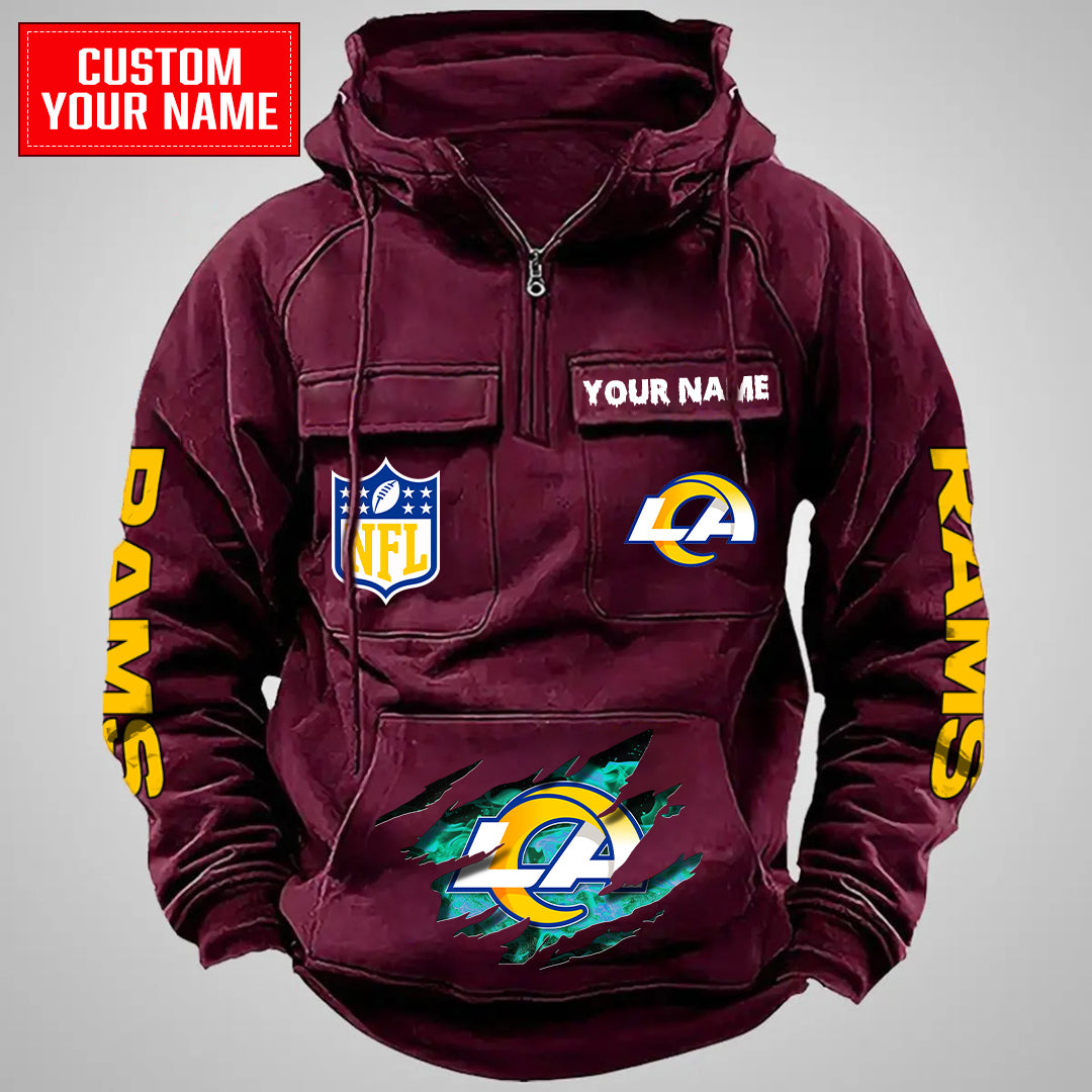 Los Angeles Rams Halloween Collection Multi-Pockets Zip Hoodie AZCAMZHD000040