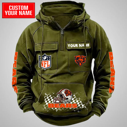 Chicago Bears Halloween Collection Multi-Pockets Zip Hoodie AZCAMZHD000004