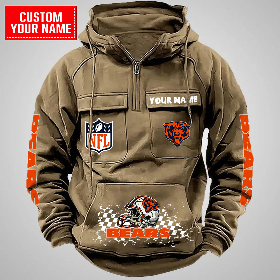 Chicago Bears Halloween Collection Multi-Pockets Zip Hoodie AZCAMZHD000004