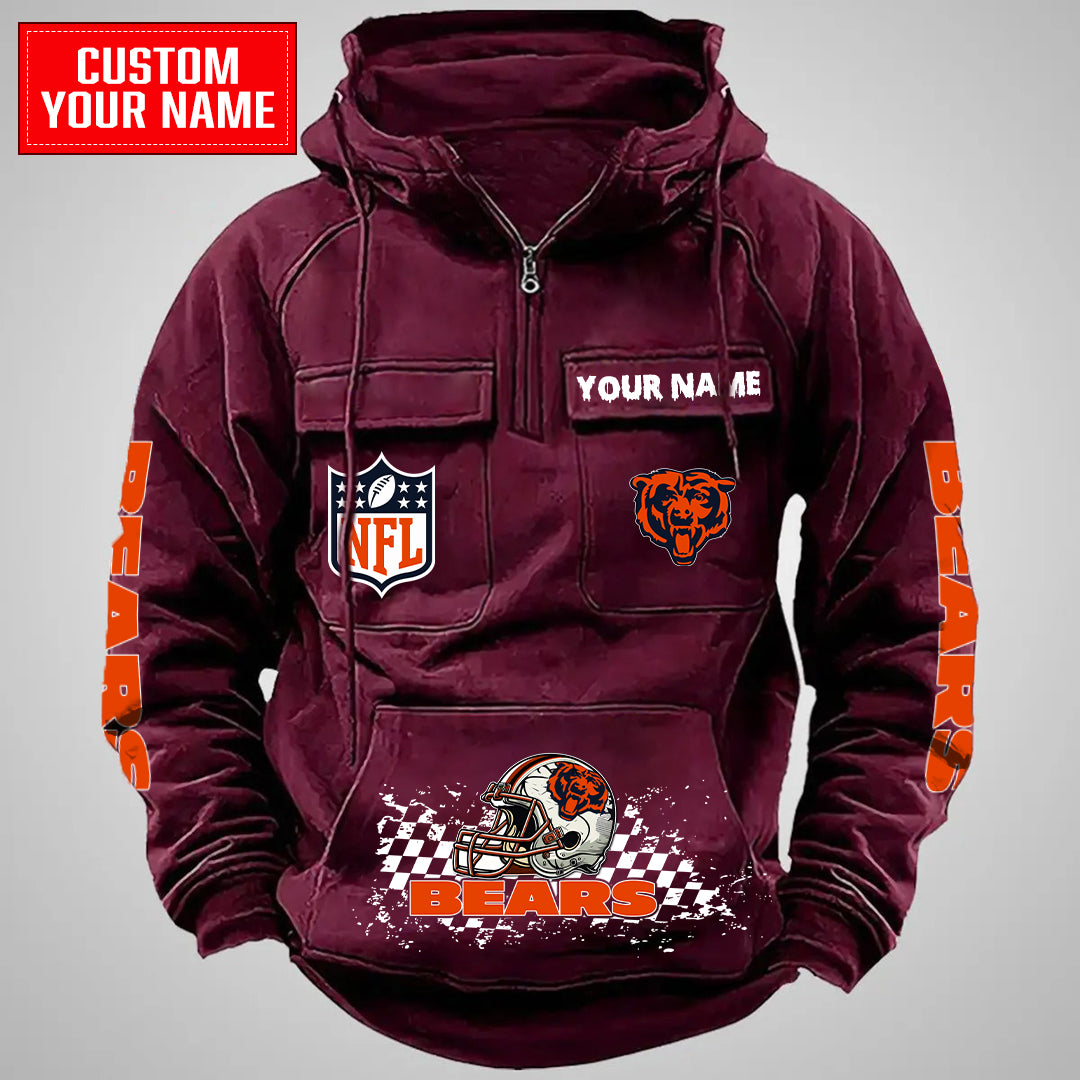 Chicago Bears Halloween Collection Multi-Pockets Zip Hoodie AZCAMZHD000004