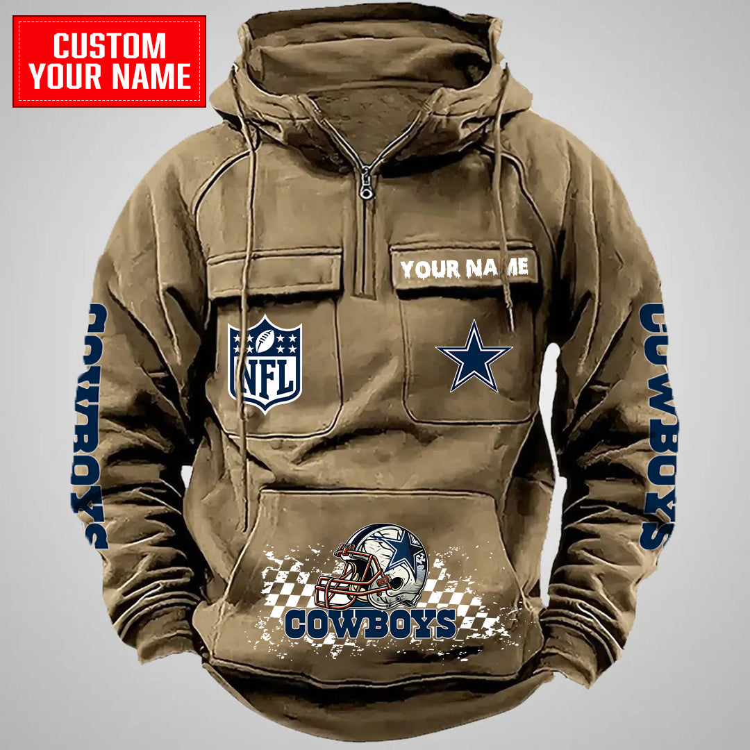 Dallas Cowboys Halloween Collection Multi-Pockets Zip Hoodie AZCAMZHD000005