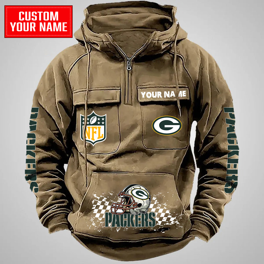 Green Bay Packers Halloween Collection Multi-Pockets Zip Hoodie AZCAMZHD000007