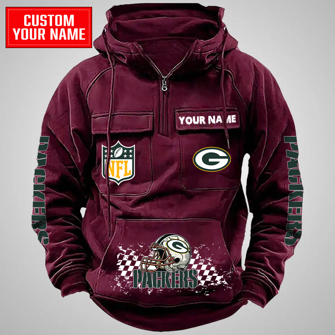 Green Bay Packers Halloween Collection Multi-Pockets Zip Hoodie AZCAMZHD000007