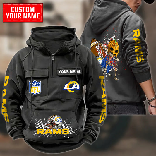 Los Angeles Rams Halloween Collection Multi-Pockets Zip Hoodie AZCAMZHD000008