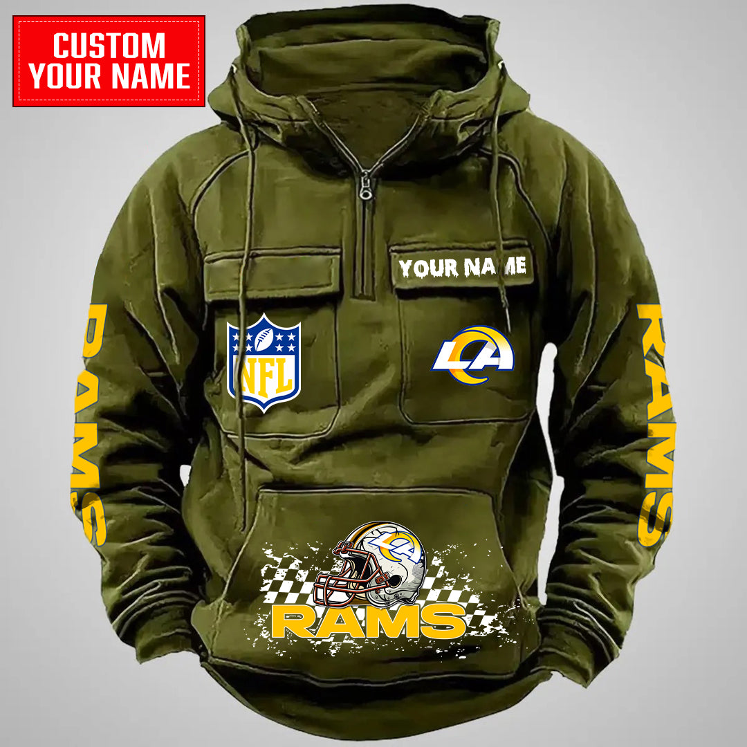 Los Angeles Rams Halloween Collection Multi-Pockets Zip Hoodie AZCAMZHD000008