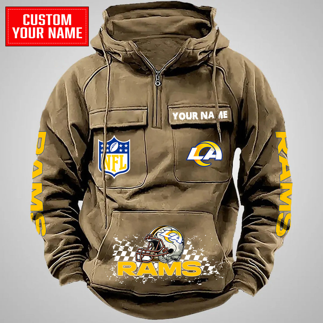 Los Angeles Rams Halloween Collection Multi-Pockets Zip Hoodie AZCAMZHD000008