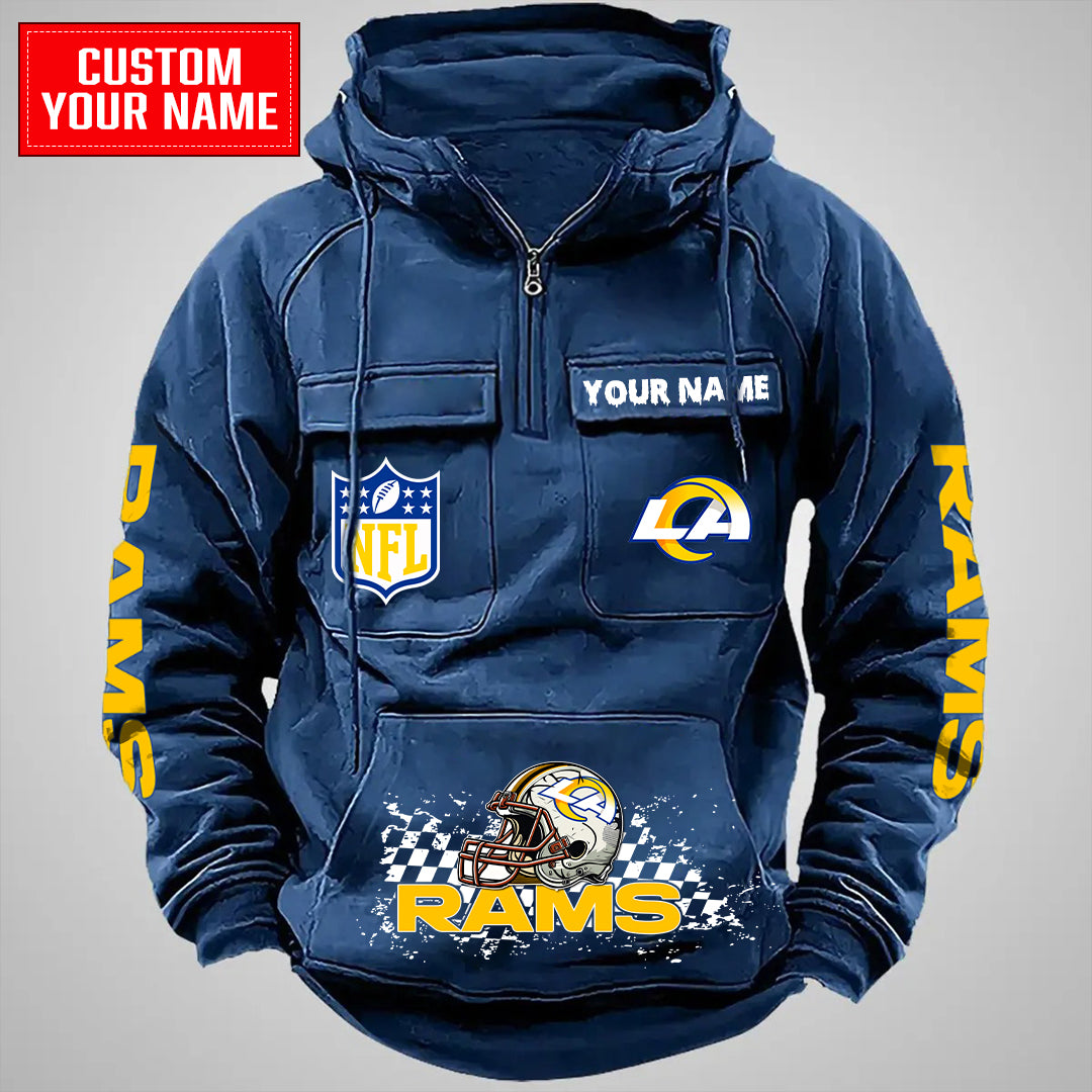 Los Angeles Rams Halloween Collection Multi-Pockets Zip Hoodie AZCAMZHD000008