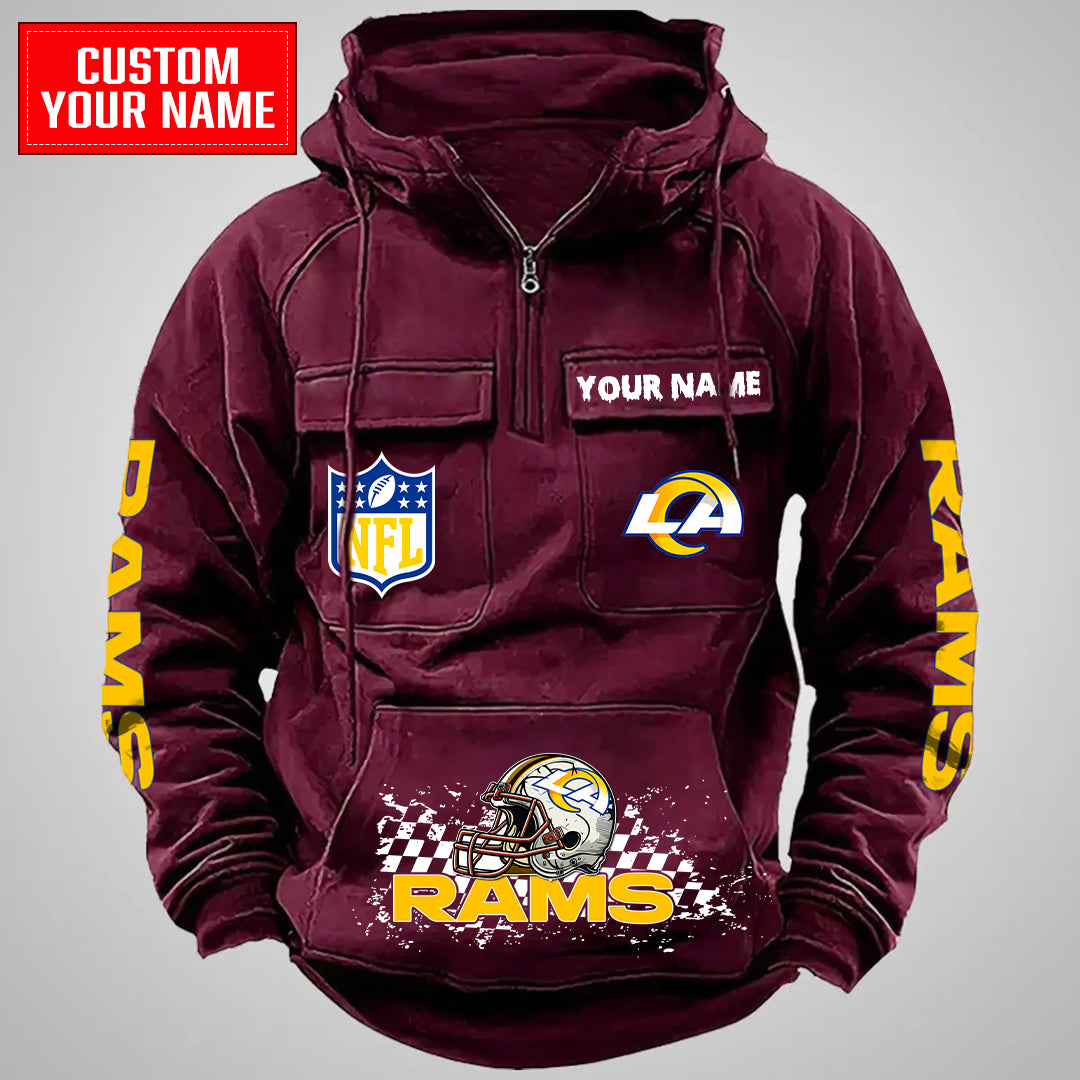 Los Angeles Rams Halloween Collection Multi-Pockets Zip Hoodie AZCAMZHD000008